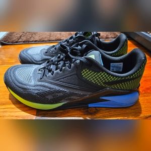 Reebok Nano X2 Men size 9.5 Training Shoes Black Blue Yellow Crossfit GZ6436
